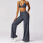 The model wearing Blue gray Set Monaco Yoga Set Sports Bra & Pants - NUFIT STORE slimming shaper tight lifting jumpsuit romper leggings bodysuit yoga outfit set