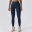 The model wearing Emblem Blue Mojave High Waist Leggings - NUFIT STORE slimming shaper tight lifting jumpsuit romper leggings bodysuit yoga outfit set