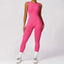 The model wearing Rose red 44153672859797|44153672892565|44153672925333 slimming shaper tight lifting jumpsuit romper leggings bodysuit yoga outfit set