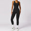 The model wearing Advanced Black Beverly Sports Jumpsuit Push Up - NUFIT STORE slimming shaper tight lifting jumpsuit romper leggings bodysuit yoga outfit set