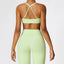 The model wearing Apple Green Set Cannes Yoga Set Leggings & Sports Bra - NUFIT STORE slimming shaper tight lifting jumpsuit romper leggings bodysuit yoga outfit set