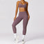 The model wearing Dousha Purple Set Bali Yoga Set Sports Bra & Leggings - NUFIT STORE slimming shaper tight lifting jumpsuit romper leggings bodysuit yoga outfit set