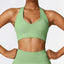 The model wearing Light green Alanya Sports Bra Fitness Gym Push Up - NUFIT STORE slimming shaper tight lifting jumpsuit romper leggings bodysuit yoga outfit set