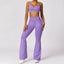 The model wearing Smoked Purple Set Havana Yoga Set Sports Bra & Leggings - NUFIT STORE slimming shaper tight lifting jumpsuit romper leggings bodysuit yoga outfit set