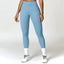 The model wearing Haze Blue Miami Leggings Sport High Waist - NUFIT STORE slimming shaper tight lifting jumpsuit romper leggings bodysuit yoga outfit set