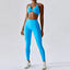 The model wearing Wynwood Seamless Yoga Set Fitness Sports Bra High Waist Leggings - NUFIT STORE slimming shaper tight lifting jumpsuit romper leggings bodysuit yoga outfit set