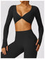 The model wearing Advanced Black Morocco Long Sleeve - NUFIT STORE slimming shaper tight lifting jumpsuit romper leggings bodysuit yoga outfit set