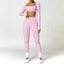 The model wearing Pink Set Bahamas Yoga Set Sportswear Fitness Bra & Leggings - NUFIT STORE slimming shaper tight lifting jumpsuit romper leggings bodysuit yoga outfit set