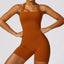 The model wearing Caramel brown Bali Yoga Jumpsuits - NUFIT STORE slimming shaper tight lifting jumpsuit romper leggings bodysuit yoga outfit set