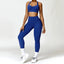 The model wearing Klein Blue Cairo Yoga Set Sportswear High Waist Leggings & Sports Bra - NUFIT STORE slimming shaper tight lifting jumpsuit romper leggings bodysuit yoga outfit set