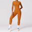 The model wearing Earl Orange Set Space Workout Sets Sportswear High Waist Leggings & T-shirt Fitness Athletic Wear - NUFIT STORE slimming shaper tight lifting jumpsuit romper leggings bodysuit yoga outfit set