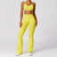 The model wearing Lemon Yellow Set Havana Yoga Set Sports Bra & Leggings - NUFIT STORE slimming shaper tight lifting jumpsuit romper leggings bodysuit yoga outfit set