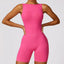 The model wearing Rose red TOKYO Seamless Rompers Jumpsuits Sportswear - NUFIT STORE slimming shaper tight lifting jumpsuit romper leggings bodysuit yoga outfit set