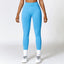 The model wearing Water Pen Blue Alanya High Waist Fitness Leggings Pants - NUFIT STORE slimming shaper tight lifting jumpsuit romper leggings bodysuit yoga outfit set