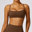 The model wearing Huacha Brown Jamaica Sports Bra Push Up - NUFIT STORE slimming shaper tight lifting jumpsuit romper leggings bodysuit yoga outfit set