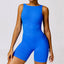 The model wearing Shuibi Blue TOKYO Seamless Rompers Jumpsuits Sportswear - NUFIT STORE slimming shaper tight lifting jumpsuit romper leggings bodysuit yoga outfit set