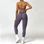 The model wearing Cairo Yoga Set Sportswear High Waist Leggings & Sports Bra - NUFIT STORE slimming shaper tight lifting jumpsuit romper leggings bodysuit yoga outfit set