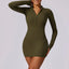 The model wearing Forest Green ZipFit Dress