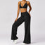 The model wearing Advanced Black Set Monaco Yoga Set Sports Bra & Pants - NUFIT STORE slimming shaper tight lifting jumpsuit romper leggings bodysuit yoga outfit set