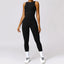 The model wearing Advanced Black 44153673056405|44153673089173|44153673121941 slimming shaper tight lifting jumpsuit romper leggings bodysuit yoga outfit set