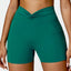 The model wearing Sea King Green Portofino Shorts - NUFIT STORE slimming shaper tight lifting jumpsuit romper leggings bodysuit yoga outfit set