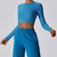 The model wearing Brooklyn T-shirt Cotton Long Sleeve Sports Top - NUFIT STORE slimming shaper tight lifting jumpsuit romper leggings bodysuit yoga outfit set