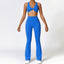 The model wearing Water Pen Blue Santa Barbara Yoga Set Seamless High Waist Pants & Sports Bra - NUFIT STORE slimming shaper tight lifting jumpsuit romper leggings bodysuit yoga outfit set