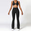 The model wearing Advanced Black Santa Barbara Yoga Set Seamless High Waist Pants & Sports Bra - NUFIT STORE slimming shaper tight lifting jumpsuit romper leggings bodysuit yoga outfit set