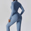 The model wearing Zipper Yoga Boilersuit Long Sleeved Women's Sportswear Gym Jumpsuits Workout High-intensity Fitness One-piece Skin-tight Garment - NUFIT STORE slimming shaper tight lifting jumpsuit romper leggings bodysuit yoga outfit set