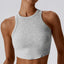 The model wearing Flower Grey Brooklyn Sports Tank Top T-shirt - NUFIT STORE front view slimming shaper tight lifting tank