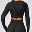 The model wearing Jamaica Yoga Long sleeved Crop Top - NUFIT STORE slimming shaper tight lifting jumpsuit romper leggings bodysuit yoga outfit set