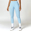 The model wearing Sky Blue Bahamas Fitness Leggings - NUFIT STORE slimming shaper tight lifting jumpsuit romper leggings bodysuit yoga outfit set