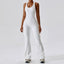 The model wearing white Mojave Jumpsuits Bodysuit Sportswear - NUFIT STORE slimming shaper tight lifting jumpsuit romper leggings bodysuit yoga outfit set