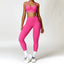 The model wearing Rose red Cairo Yoga Set Sportswear High Waist Leggings & Sports Bra - NUFIT STORE slimming shaper tight lifting jumpsuit romper leggings bodysuit yoga outfit set