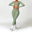 The model wearing Green Set Bahamas Yoga Set Sportswear Fitness Bra & Leggings - NUFIT STORE slimming shaper tight lifting jumpsuit romper leggings bodysuit yoga outfit set