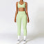 The model wearing Apple Green Set Cannes Yoga Set Leggings & Sports Bra - NUFIT STORE slimming shaper tight lifting jumpsuit romper leggings bodysuit yoga outfit set