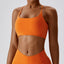 The model wearing Tropical Orange Valencia Yoga Athletic Wear Sports Bra - NUFIT STORE slimming shaper tight lifting jumpsuit romper leggings bodysuit yoga outfit set