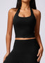 The model wearing Black Set-2 Lounge PoshFlex 2pcs Set: Crop Top & Skirt